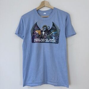 Vintage 70s Dragon Slayer Quest For The Rings Video Game RARE Blue Tee Shirt - L
